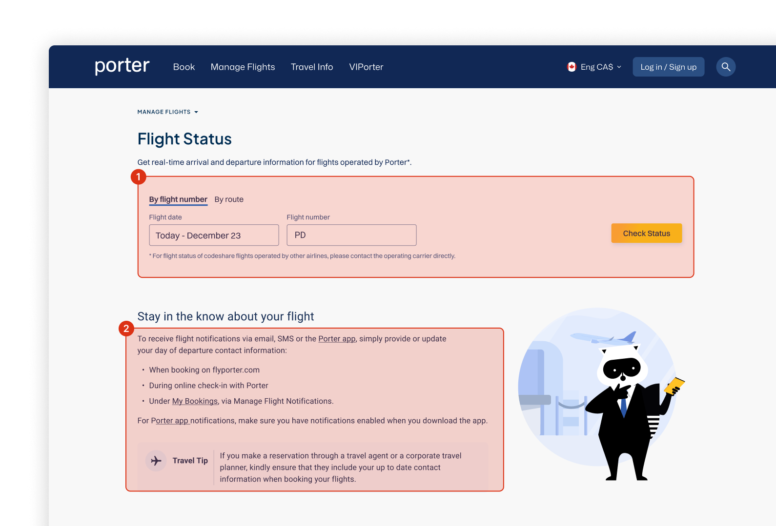 Original Flight Status main page