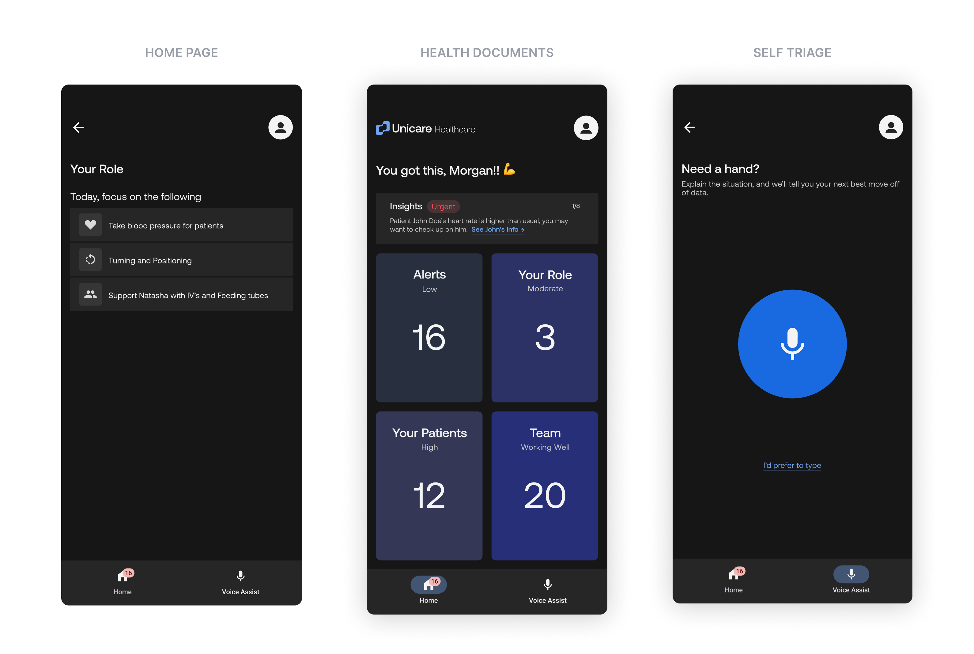 Bedside decision-support app — home screen